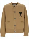 Ami Alexandre Mattiussi Wool Cardigan With Embroidered Heart Detail In Multi