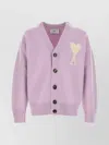 Ami Alexandre Mattiussi Ami Men Lilac Wool Cardigan