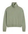 Ami Alexandre Mattiussi Wool Cashmere Funnel Neck Sweater In Green