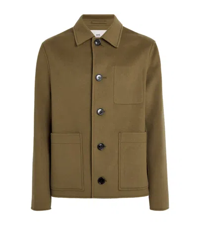 Ami Alexandre Mattiussi Wool-cashmere Overshirt In Brown