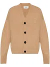 Ami Alexandre Mattiussi Adc Logo Wool Cashmere Cardigan In Neutrals