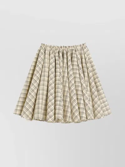 Ami Alexandre Mattiussi Wool Check Print Midi Skirt