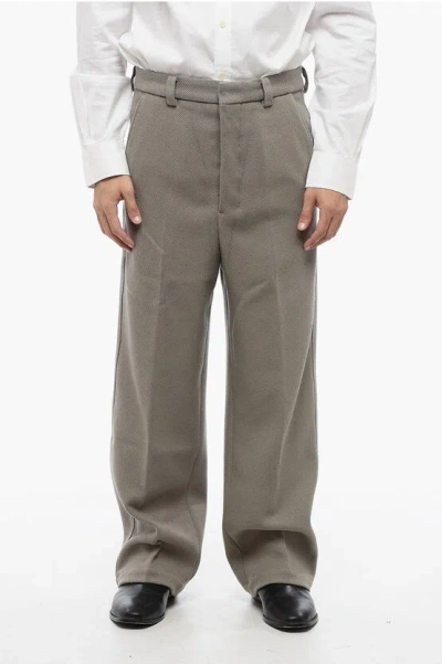 Ami Alexandre Mattiussi Wool Cloth Chinos Pants With Hidden Fastening In Blue