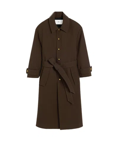 AMI ALEXANDRE MATTIUSSI AMI PARIS BELTED OVERSIZE COAT