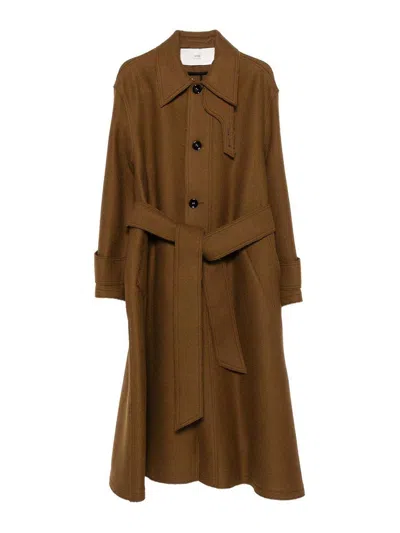 Ami Alexandre Mattiussi Ami Paris Wool Coat In Brown
