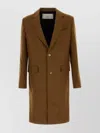 Ami Alexandre Mattiussi Wool Coat With Notch Lapel And Long Sleeves In Brown
