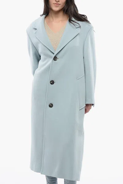 Ami Alexandre Mattiussi Ami Paris Aquamarine Single-breasted Coat In Blue