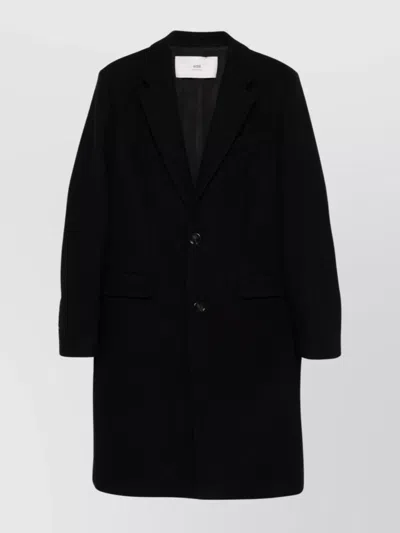 AMI ALEXANDRE MATTIUSSI WOOL COAT WITH REAR VENT AND POCKETS