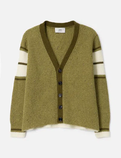 Ami Alexandre Mattiussi Wool College Cardigan In Green
