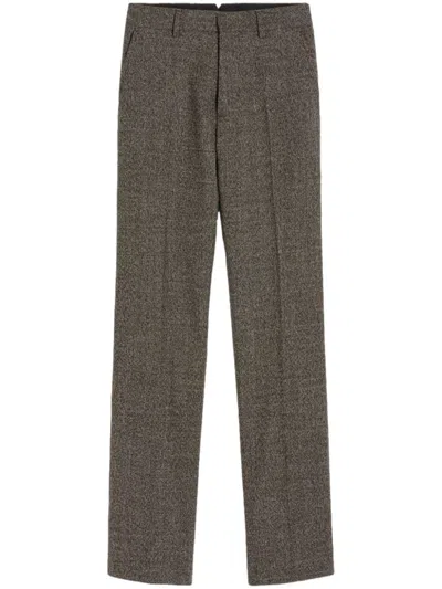 Ami Alexandre Mattiussi Sophisticated Straight Fit Wool-cotton Trousers In Brown