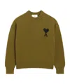Ami Alexandre Mattiussi Ribbed Crewneck Sweater With Long Sleeves In Green