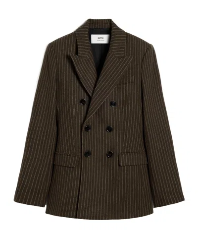 Ami Alexandre Mattiussi Wool Double-breasted Blazer In Black
