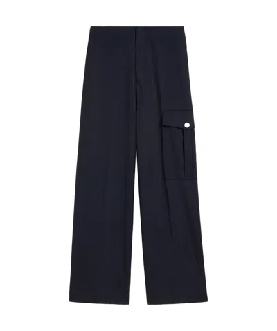 Ami Alexandre Mattiussi Wool Gabardine Casual Pants In Black