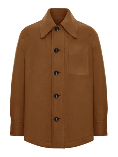 AMI ALEXANDRE MATTIUSSI WOOL GABARDINE OVERSHIRT