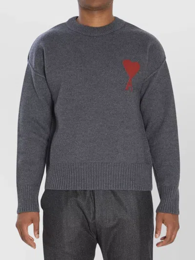 AMI ALEXANDRE MATTIUSSI WOOL HEART FRIEND CREW NECK SWEATER