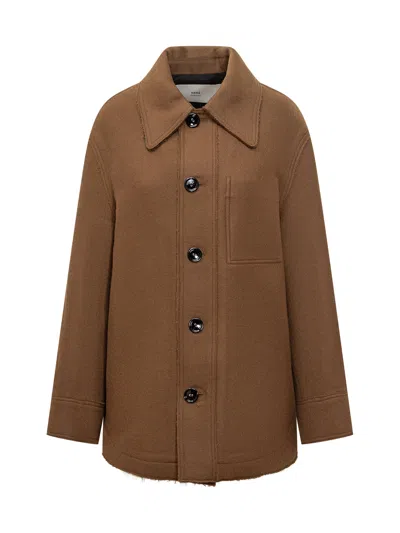 Ami Alexandre Mattiussi Wool Jacket With Buttons In Noisette