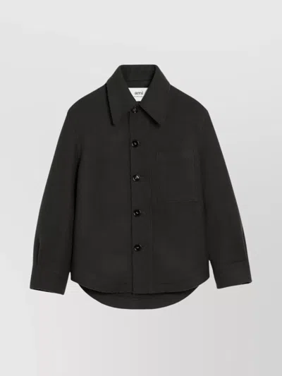 AMI ALEXANDRE MATTIUSSI WOOL JACKET WITH LONG SLEEVES AND BUTTONED CUFFS