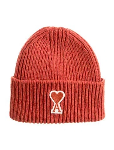 Pre-owned Ami Alexandre Mattiussi Wool Knit Beanie In Red