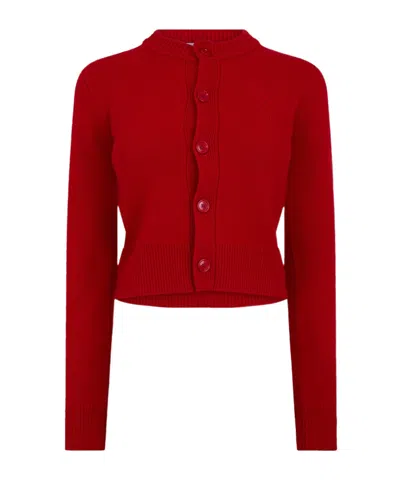 Ami Alexandre Mattiussi Wool Knit Crewneck Cardigan In Red