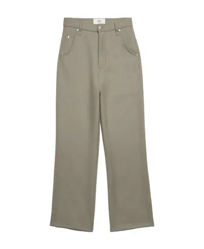 Ami Alexandre Mattiussi Wool Logo Casual Pants In Nude
