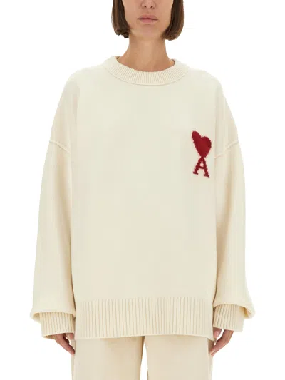 AMI ALEXANDRE MATTIUSSI WOOL LOGO SWEATER