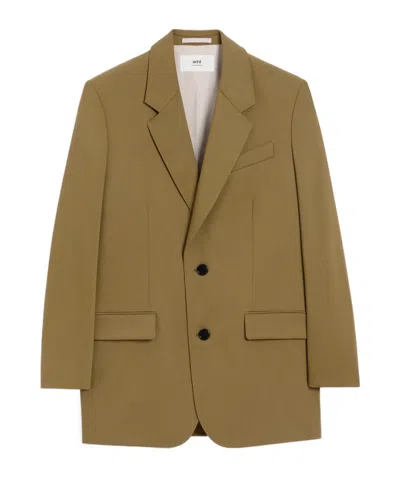 Ami Alexandre Mattiussi Wool Long-sleeved Blazer In Brown