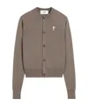 Ami Alexandre Mattiussi Ami Brown Wool Cardigan With Front Button Fastening In Gray