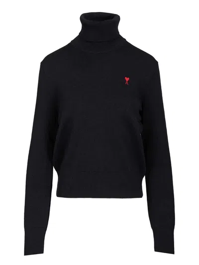 Ami Alexandre Mattiussi Wool Merinos Adc Sweater Knitwear Blue In Black
