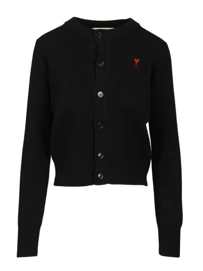 Ami Alexandre Mattiussi Wool Merinos Ami De Coeur Cardigan Knitwear Black