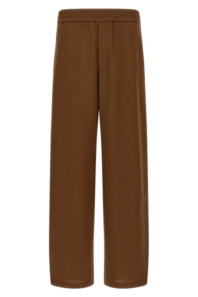 Ami Alexandre Mattiussi Trousers Wool Adjustable Waistband In Brown