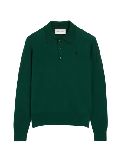 Ami Alexandre Mattiussi Wool Polo In Green
