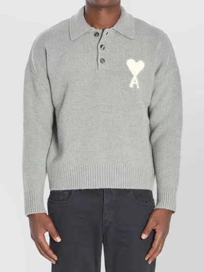 AMI ALEXANDRE MATTIUSSI WOOL POLO SHIRT LONG SLEEVES
