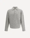 Ami Alexandre Mattiussi Light Grey Knit Sweater With Polo Collar And Three-button Placket In Gray