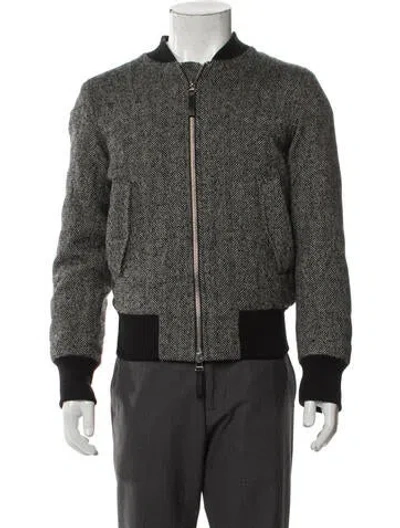 Pre-owned Ami Alexandre Mattiussi Wool Striped Bomber Jacket In Gray