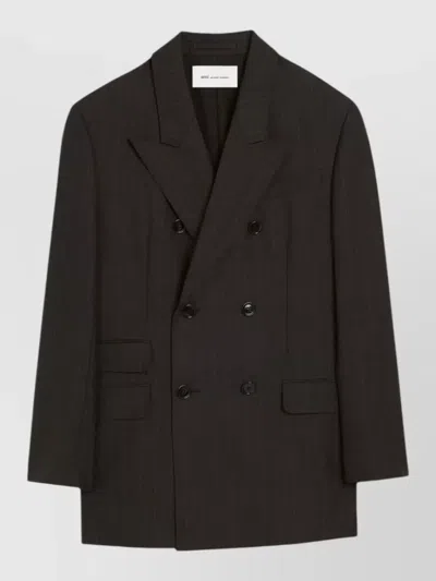 Ami Alexandre Mattiussi Wool Striped Double-breasted Blazer