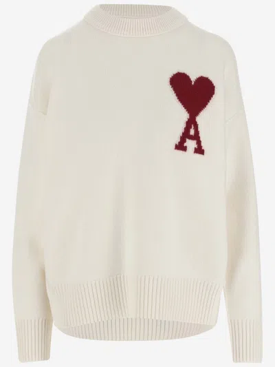 Ami Alexandre Mattiussi Wool Sweater With Logo In Multicolor
