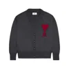 Ami Alexandre Mattiussi Ami Paris Ami De Coeur Heather Grey Wool Cardigan Men In Gray