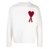 Ami Alexandre Mattiussi Ami Paris Ami Heart Design Wool Sweater In Intarsia Knit In White