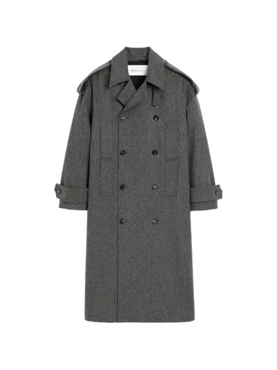 Ami Alexandre Mattiussi Wool Trench Coat In Gray