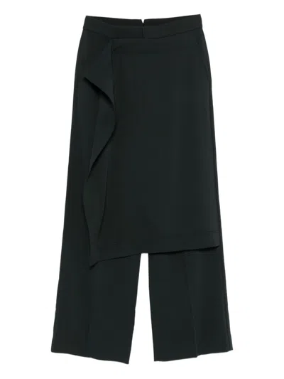 Ami Alexandre Mattiussi Wool Trousers Layered Asymmetrical Design In Black