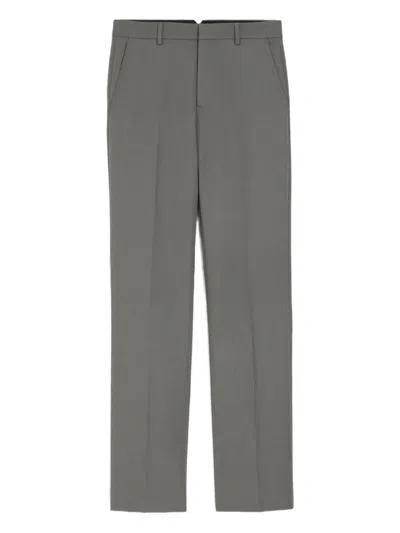 Ami Alexandre Mattiussi Grey Wool Straight Trousers Grey In Black