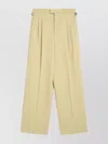 Ami Alexandre Mattiussi Ami Paris Wide Lime-coloured Wool Trousers Women In Neutral