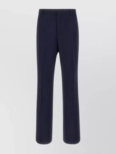 Ami Alexandre Mattiussi Wool Trousers With Belt Loops And Straight Leg In Blue