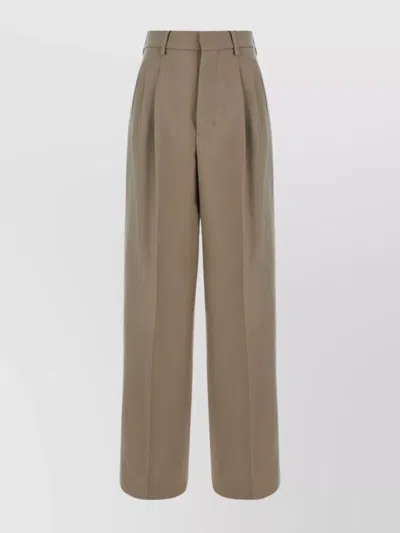 AMI ALEXANDRE MATTIUSSI WOOL TROUSERS WITH PLEATED FRONT AND POCKETS