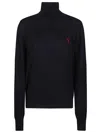 Ami Alexandre Mattiussi Wool Sweater With Turtleneck And Ribbed Finish
