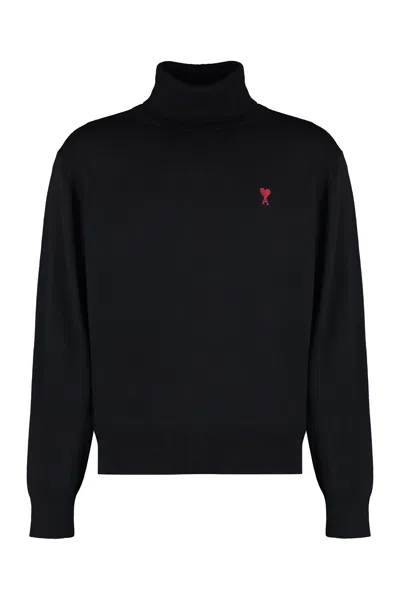 Ami Alexandre Mattiussi Wool Turtleneck Sweater In Black