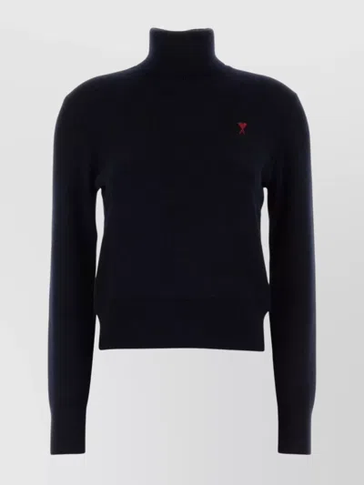 AMI ALEXANDRE MATTIUSSI WOOL TURTLENECK SWEATER WITH RIBBED CUFFS AND HEM