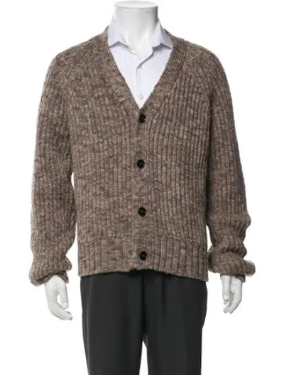 Pre-owned Ami Alexandre Mattiussi Wool V-neck Cardigan In Brown