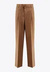 Ami Alexandre Mattiussi Wool Wide-leg Pants In Brown