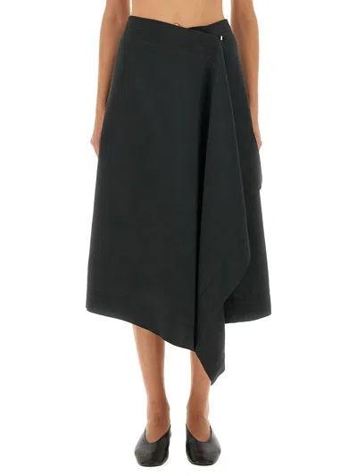 Ami Alexandre Mattiussi Ami Paris Wrapped Midi Skirt In Black